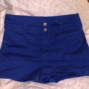High waisted blue shorts